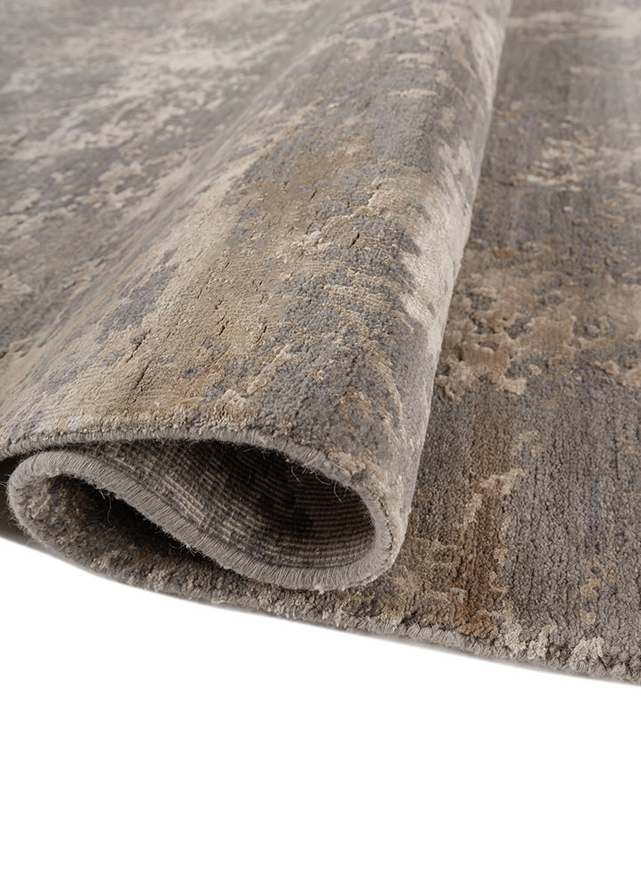 chaos theory by kavi grey and black wool and bamboo silk hand knotted Rug - FoldShot