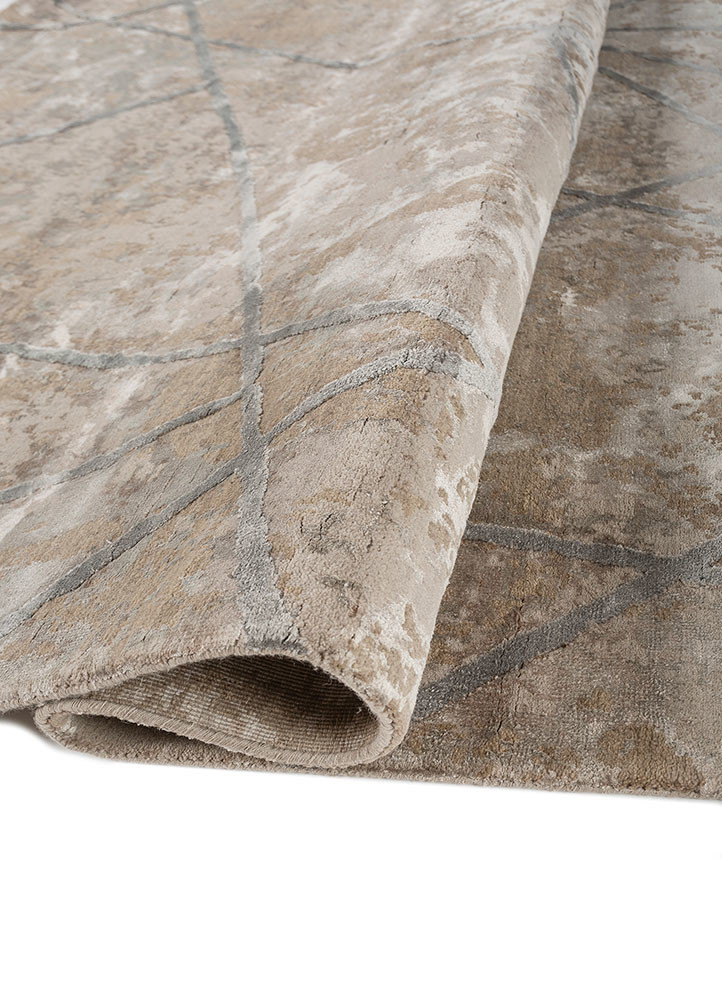 chaos theory by kavi grey and black wool and bamboo silk hand knotted Rug - FoldShot