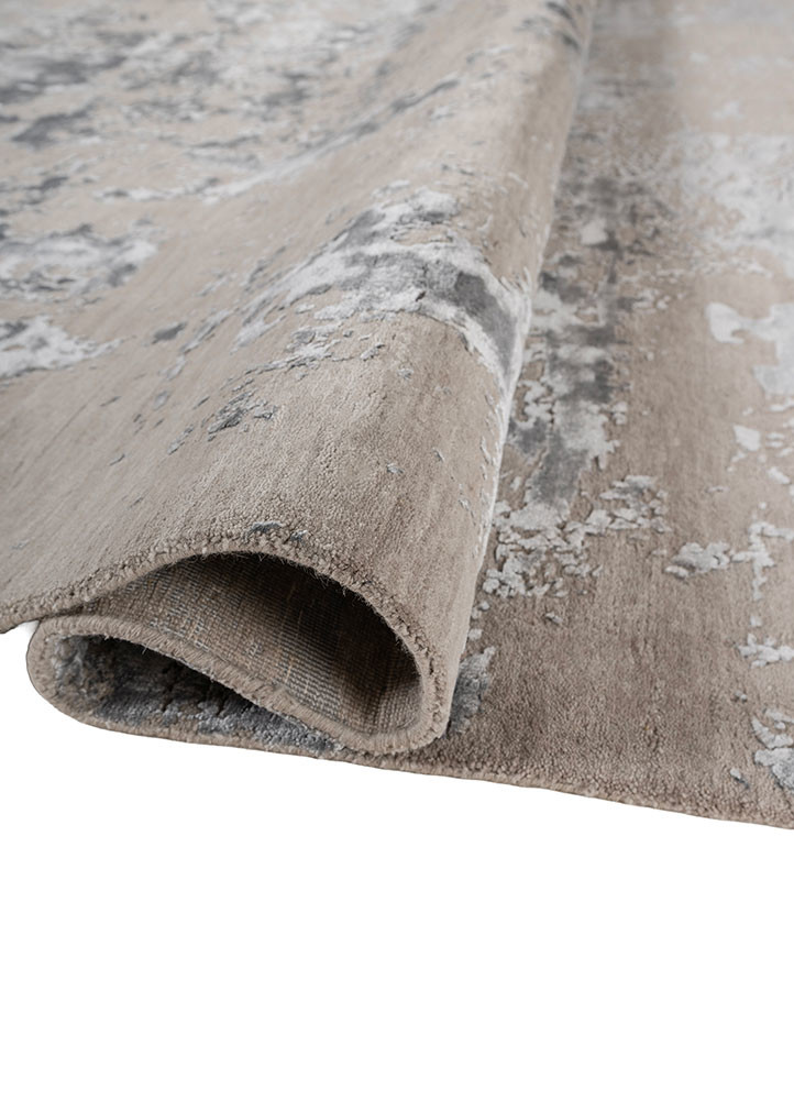 project error by kavi grey and black wool and bamboo silk hand knotted Rug - FoldShot