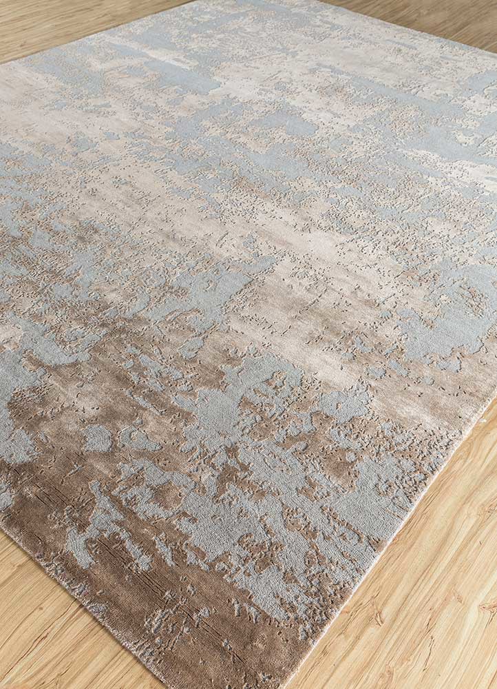 project error by kavi grey and black wool and bamboo silk hand knotted Rug - FoldShot