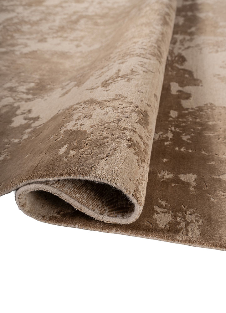 project error by kavi beige and brown wool and bamboo silk hand knotted Rug - FoldShot