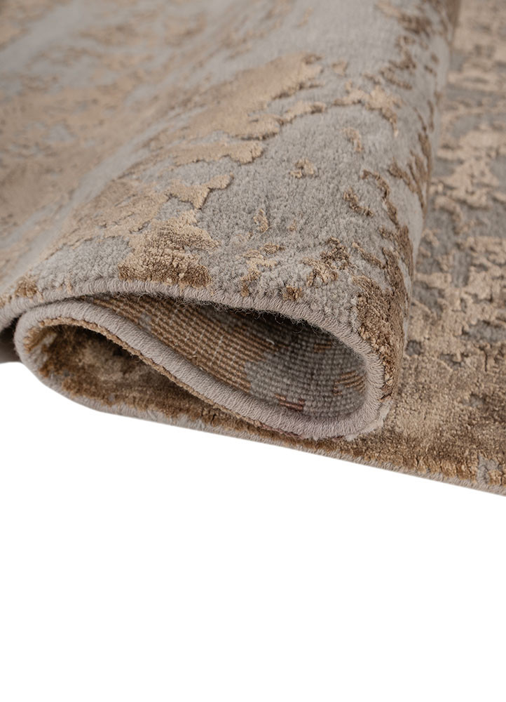 project error by kavi grey and black wool and bamboo silk hand knotted Rug - FoldShot