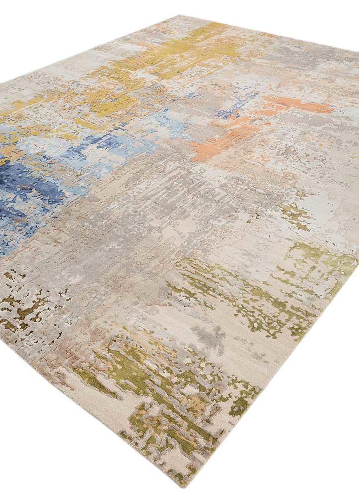 project error by kavi grey and black wool and bamboo silk hand knotted Rug - FoldShot