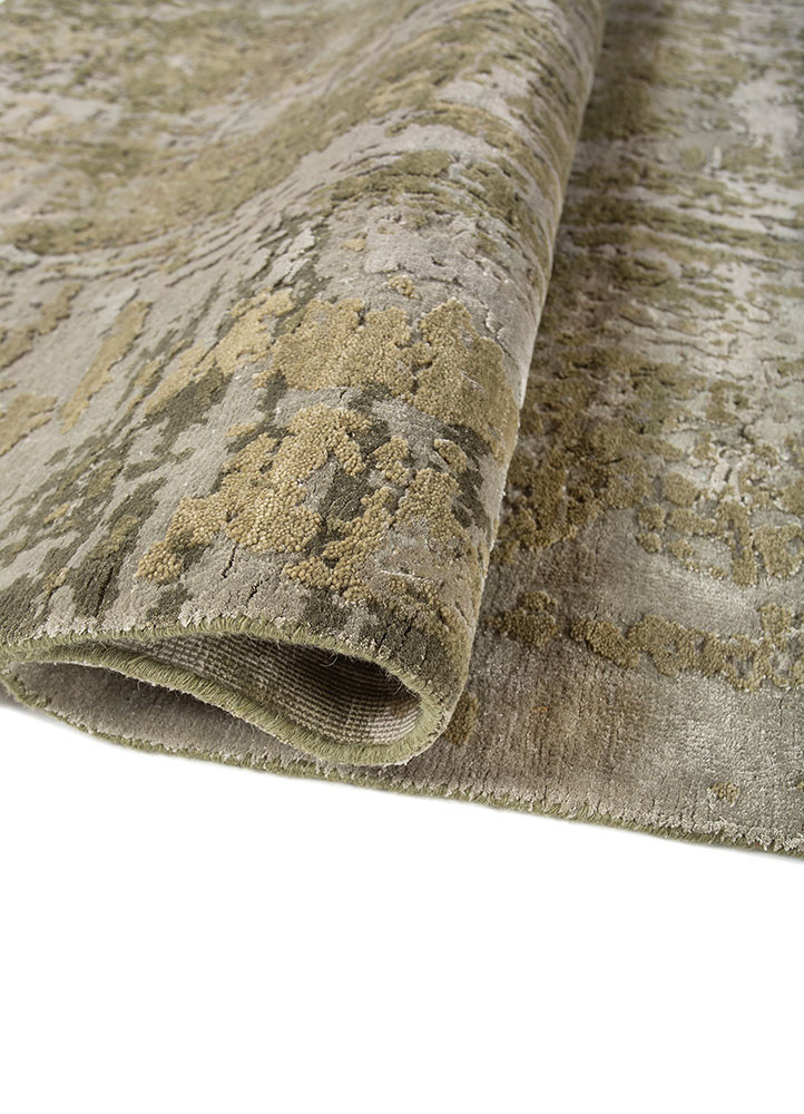 project error by kavi green wool and bamboo silk hand knotted Rug - FoldShot