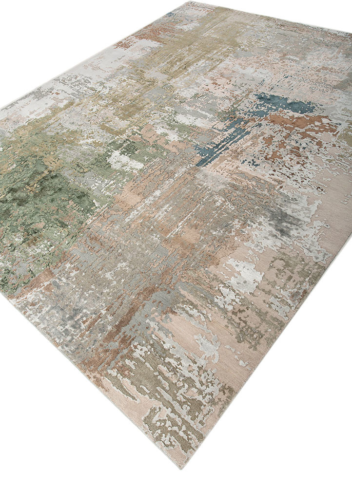 project error by kavi blue wool and bamboo silk hand knotted Rug - FoldShot