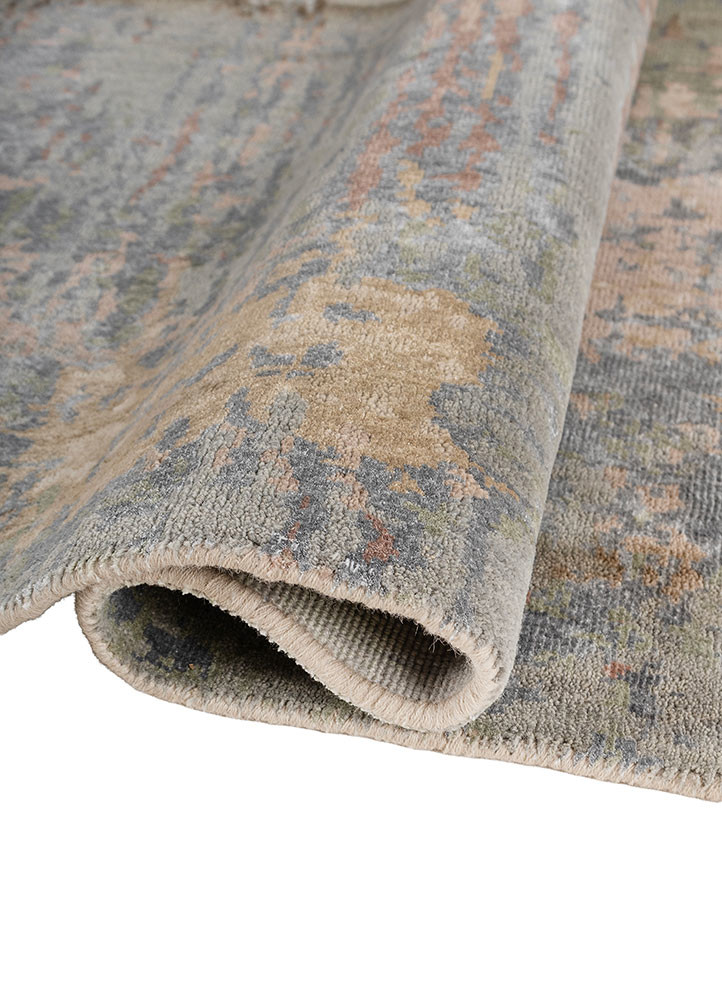 chaos theory by kavi grey and black wool and bamboo silk hand knotted Rug - FoldShot