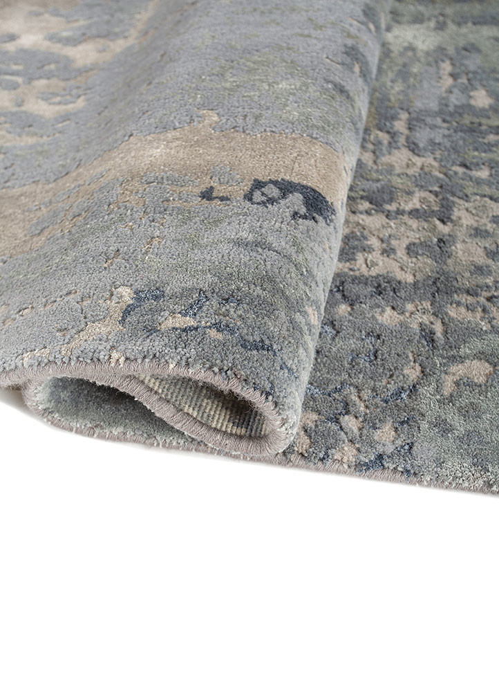 chaos theory by kavi grey and black wool and bamboo silk hand knotted Rug - FoldShot