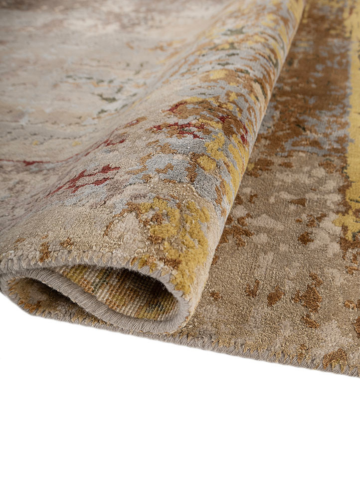 chaos theory by kavi grey and black wool and bamboo silk hand knotted Rug - FoldShot