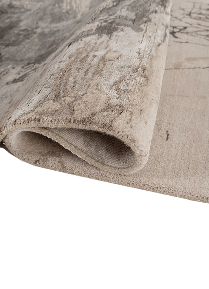 free verse by kavi ivory wool and bamboo silk hand knotted Rug - FoldShot