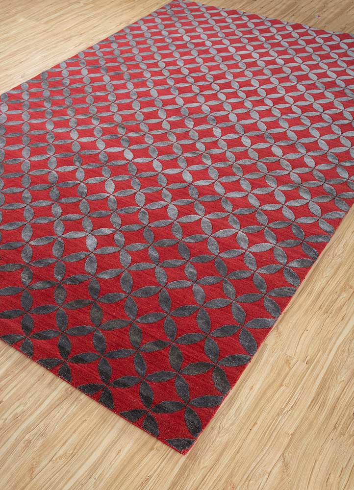 aakar by kavi red and orange wool and bamboo silk hand knotted Rug - FoldShot aakar by kavi red and orange wool and bamboo silk hand knotted Rug - FoldShot