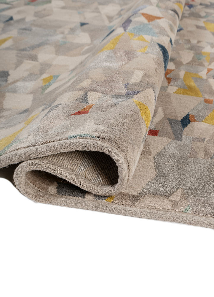 chaos theory by kavi grey and black wool and bamboo silk hand knotted Rug - FoldShot