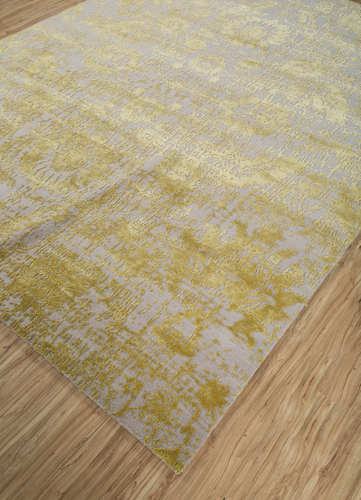 chaos theory by kavi ivory wool and bamboo silk hand knotted Rug - FoldShot