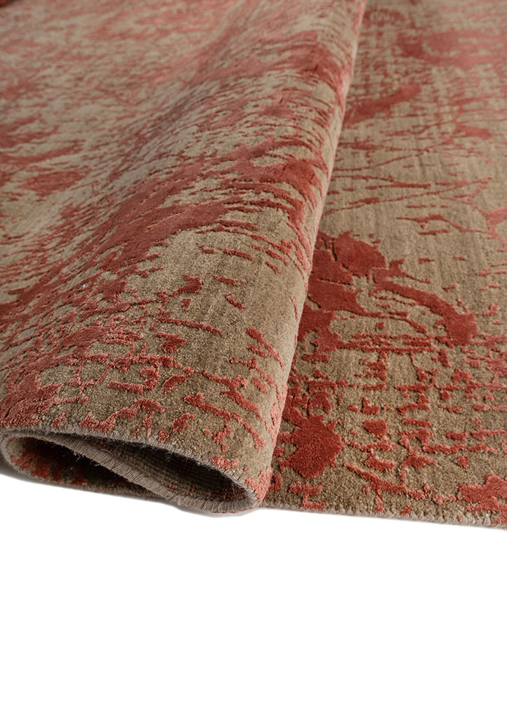 chaos theory by kavi beige and brown wool and bamboo silk hand knotted Rug - FoldShot