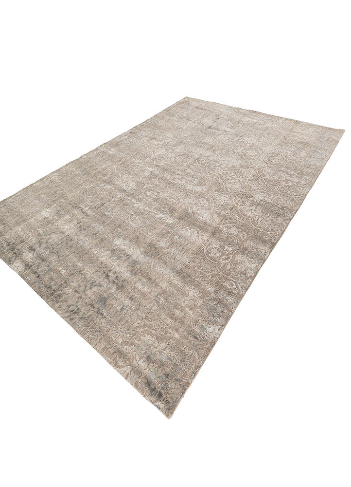 aprezo grey and black wool and bamboo silk hand knotted Rug - FoldShot aprezo grey and black wool and bamboo silk hand knotted Rug - FoldShot