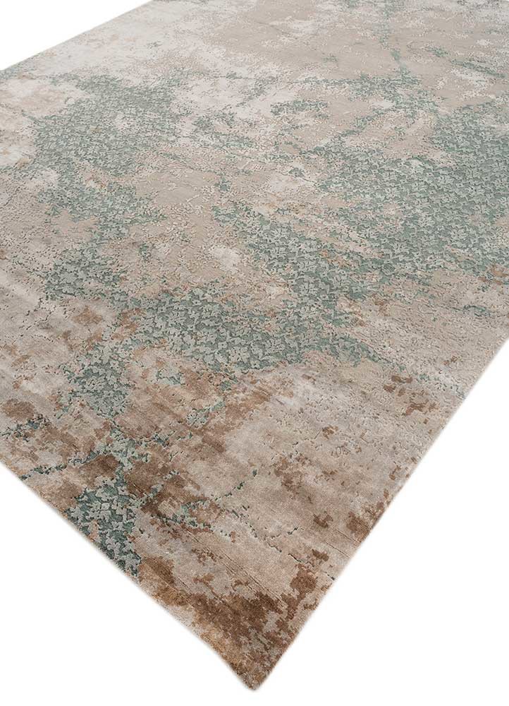 hidden by kavi grey and black wool and bamboo silk hand knotted Rug - FoldShot