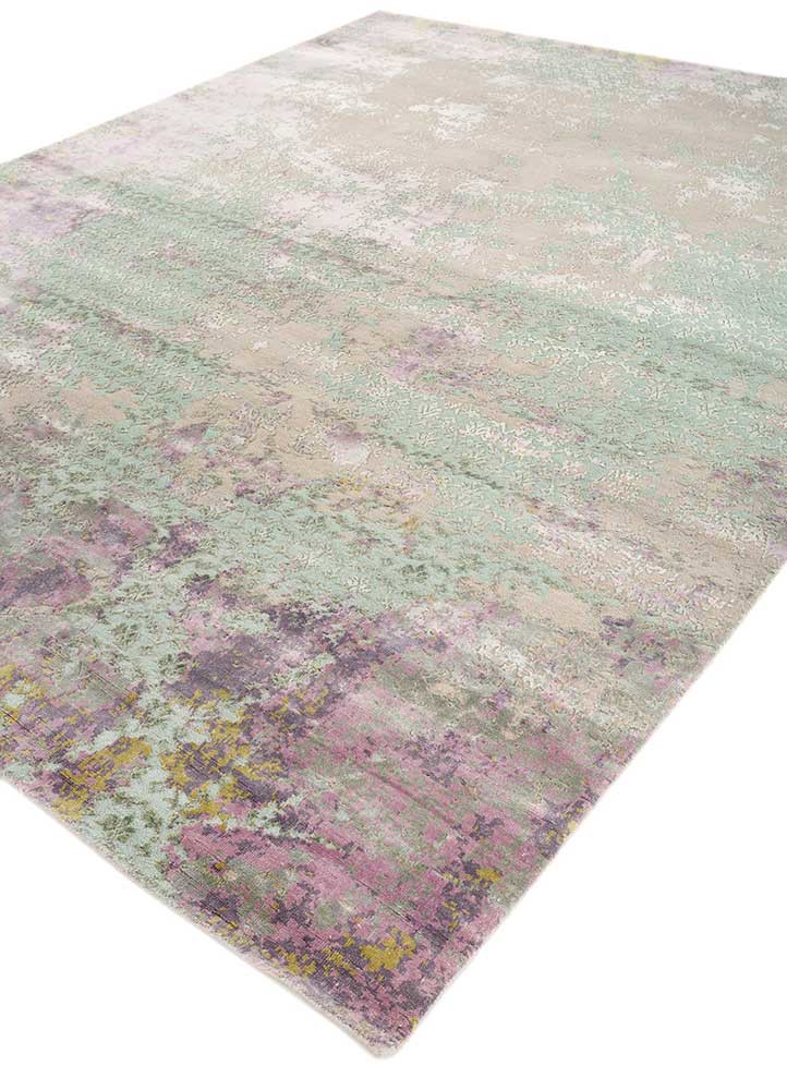 hidden by kavi grey and black wool and bamboo silk hand knotted Rug - FoldShot