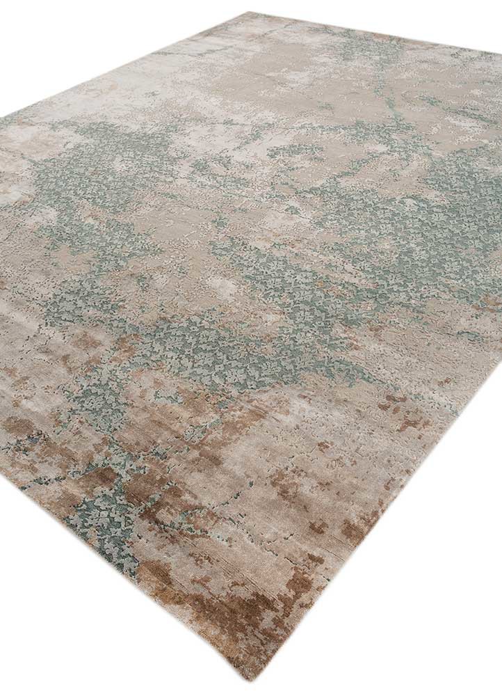 hidden by kavi grey and black wool and bamboo silk hand knotted Rug - FoldShot