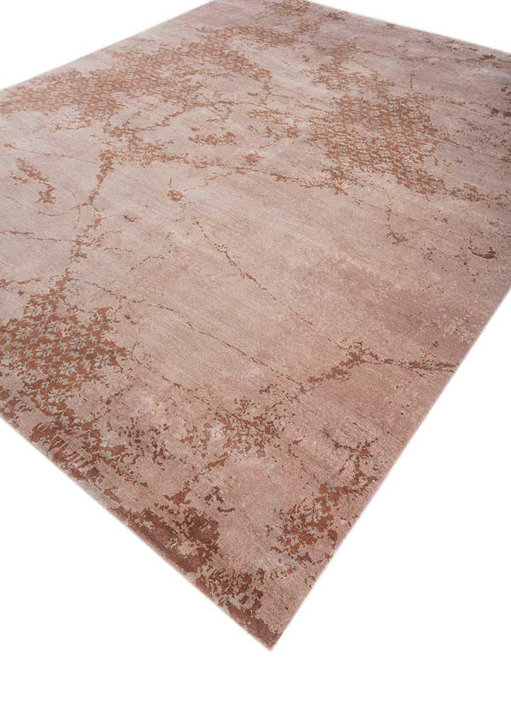 hidden by kavi red and orange wool and bamboo silk hand knotted Rug - FoldShot