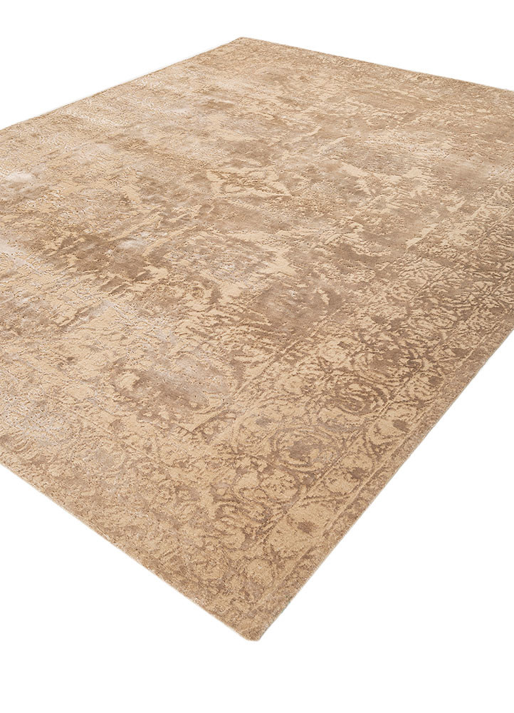 hidden by kavi beige and brown wool and bamboo silk hand knotted Rug - FoldShot hidden by kavi beige and brown wool and bamboo silk hand knotted Rug - FoldShot