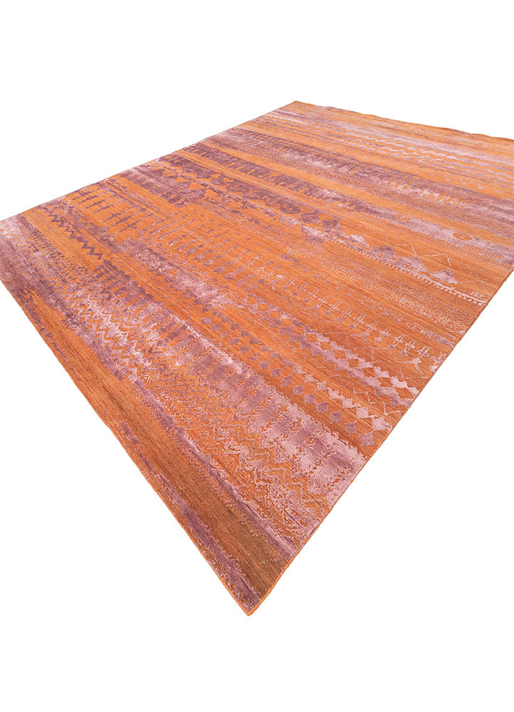 aprezo red and orange wool and bamboo silk hand knotted Rug - FoldShot aprezo red and orange wool and bamboo silk hand knotted Rug - FoldShot