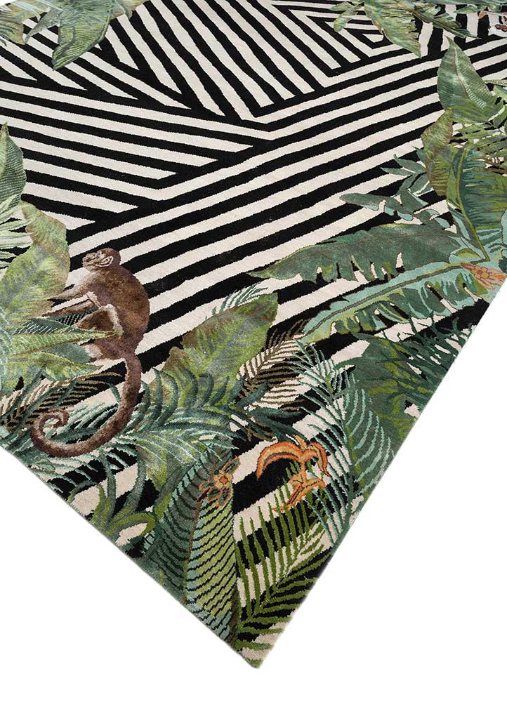 pansy ivory wool and bamboo silk hand knotted Rug - FoldShot