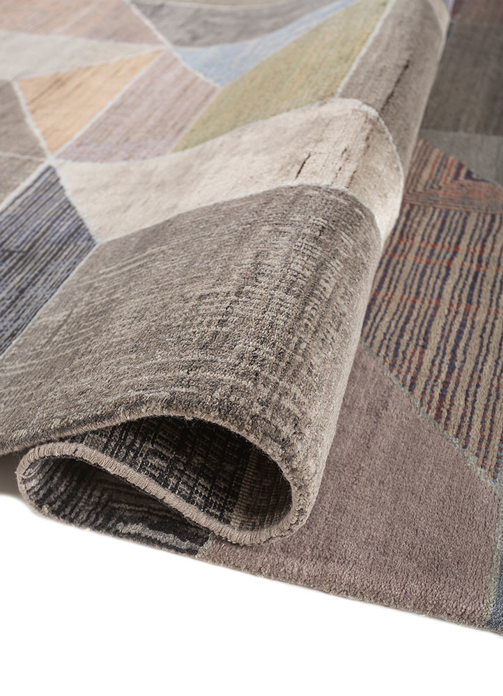 chaos theory by kavi grey and black wool and bamboo silk hand knotted Rug - FoldShot