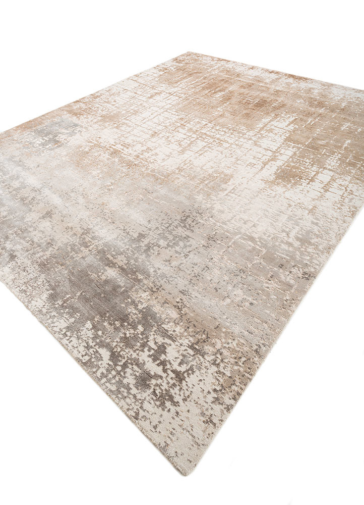 chaos theory by kavi ivory wool and bamboo silk hand knotted Rug - FoldShot
