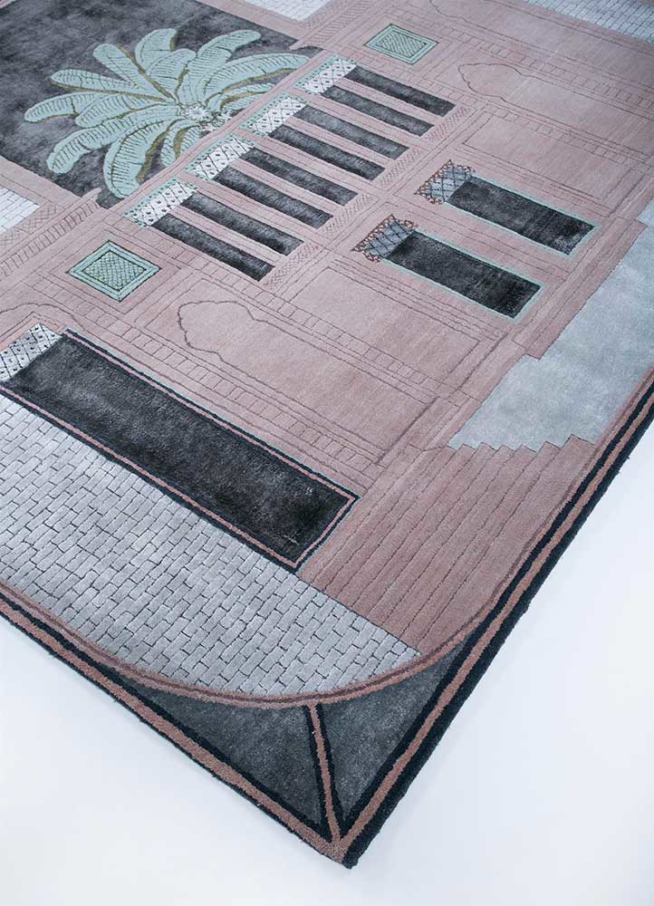 jaipur wunderkammer pink and purple wool and bamboo silk hand knotted Rug - FoldShot