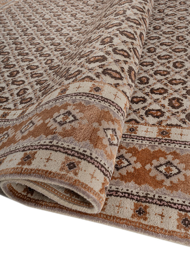 gilded age ivory wool and bamboo silk hand knotted Rug - FoldShot gilded age ivory wool and bamboo silk hand knotted Rug - FoldShot