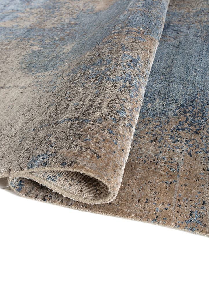 afterglow by kavi beige and brown wool and bamboo silk hand knotted Rug - FoldShot