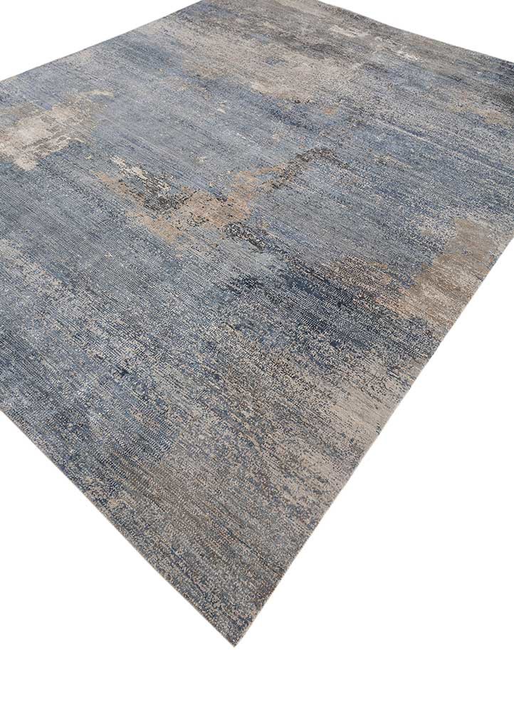afterglow by kavi grey and black wool and bamboo silk hand knotted Rug - FoldShot