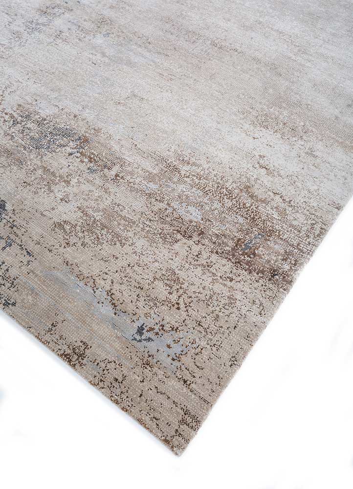 afterglow by kavi ivory wool and bamboo silk hand knotted Rug - FoldShot