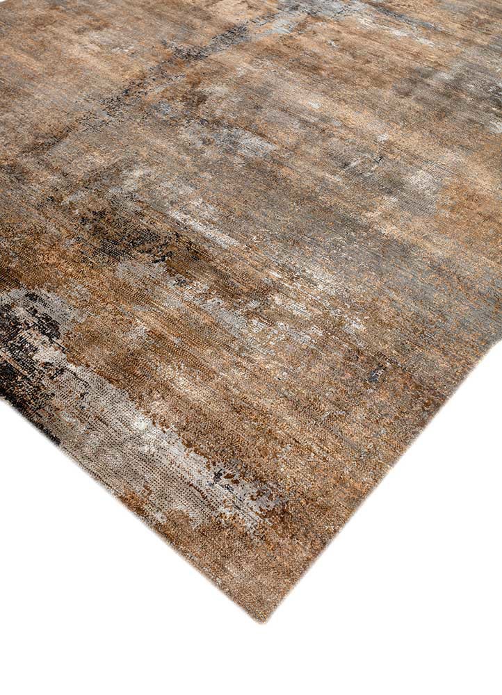 afterglow by kavi grey and black wool and bamboo silk hand knotted Rug - FoldShot