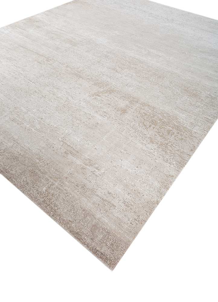 afterglow by kavi ivory wool and bamboo silk hand knotted Rug - FoldShot