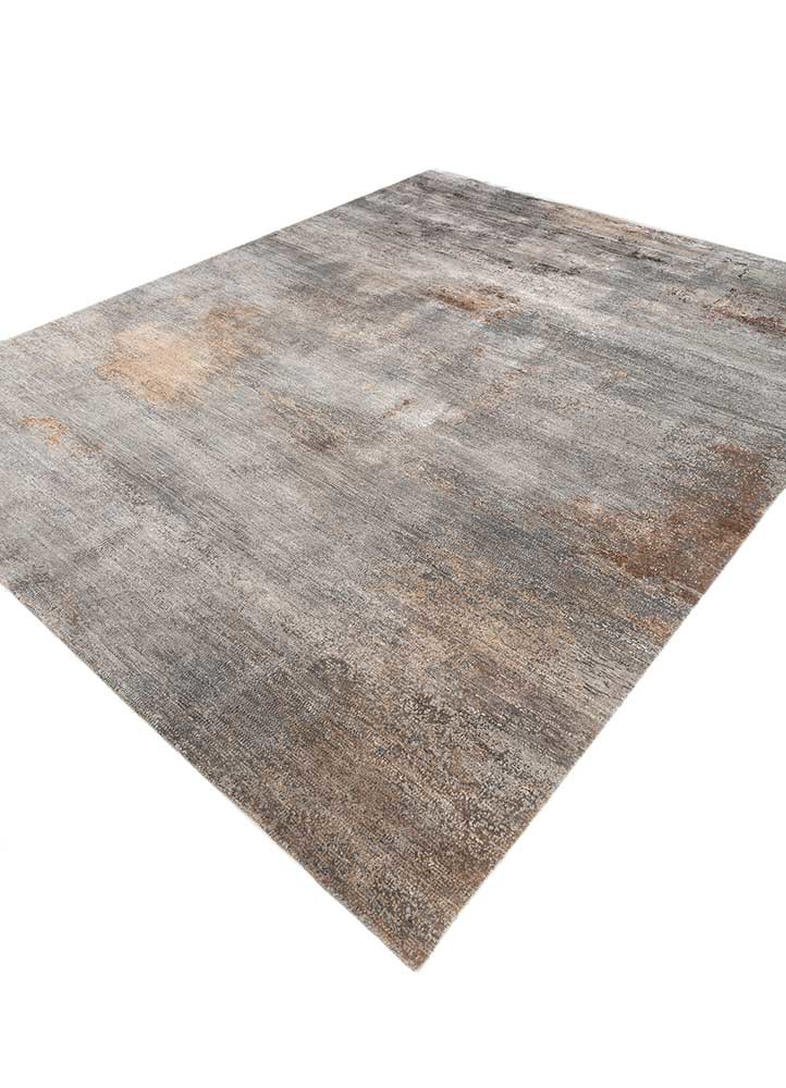 afterglow by kavi beige and brown wool and bamboo silk hand knotted Rug - FoldShot