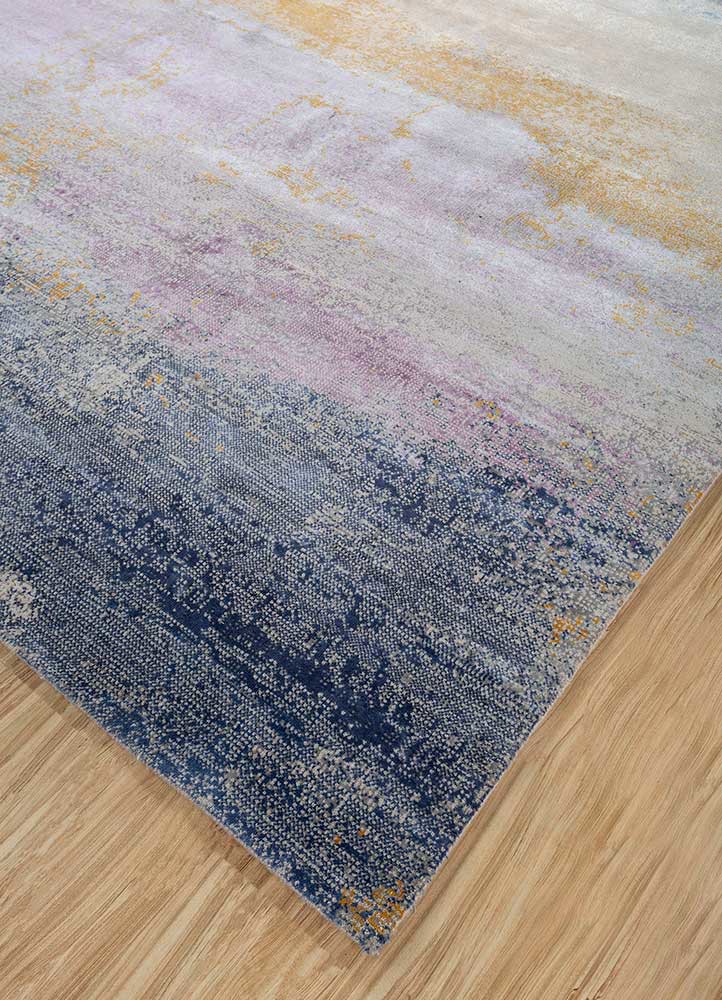 afterglow by kavi ivory wool and bamboo silk hand knotted Rug - FoldShot