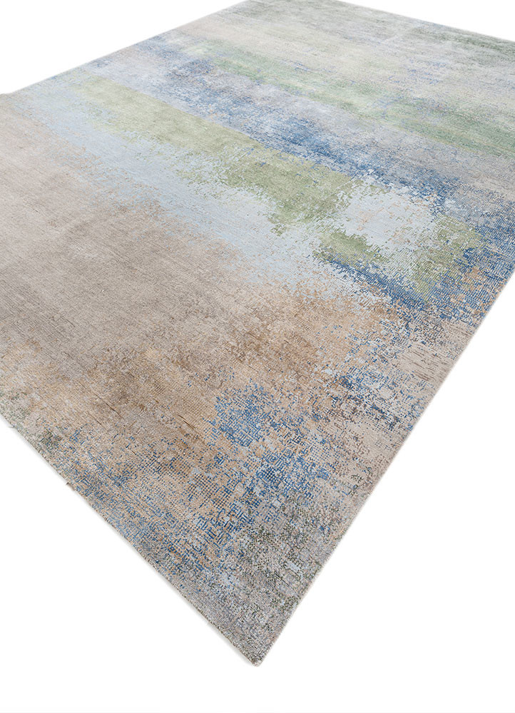 afterglow by kavi grey and black wool and bamboo silk hand knotted Rug - FoldShot