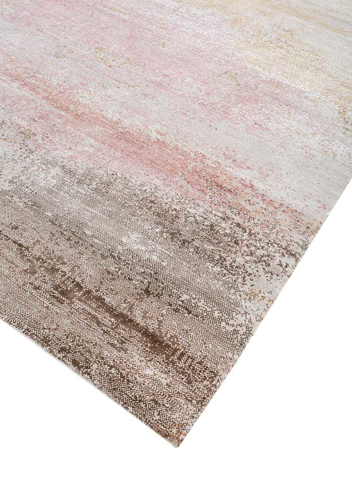 afterglow by kavi ivory wool and bamboo silk hand knotted Rug - FoldShot
