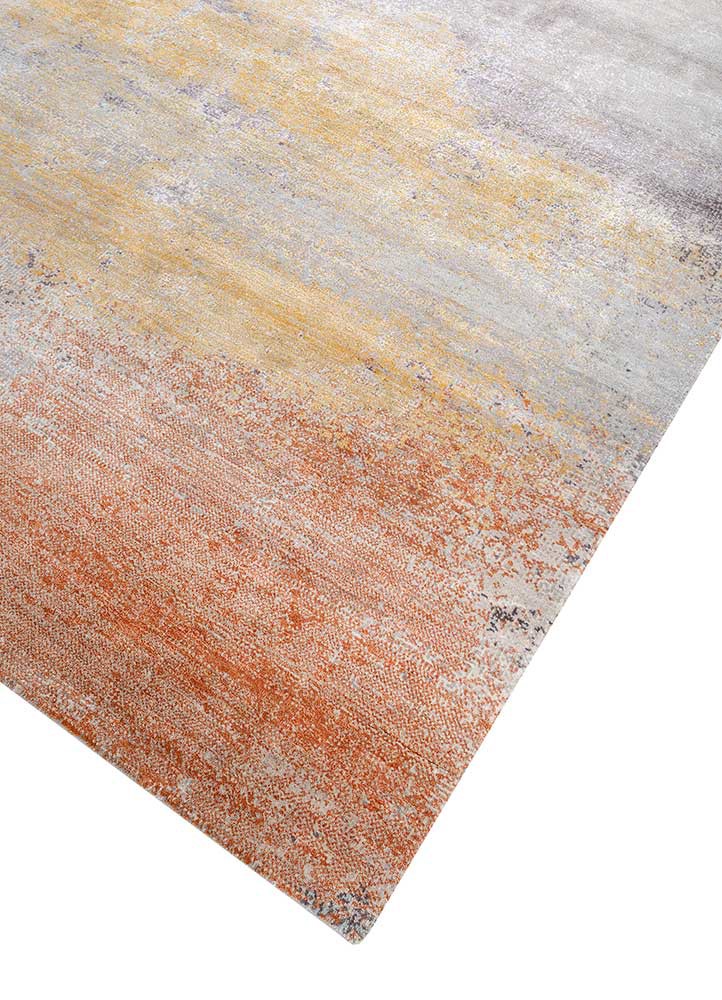 afterglow by kavi grey and black wool and bamboo silk hand knotted Rug - FoldShot