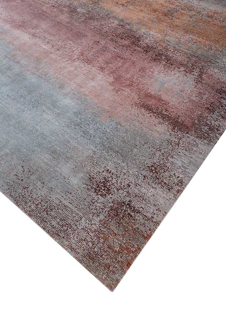 afterglow by kavi grey and black wool and bamboo silk hand knotted Rug - FoldShot