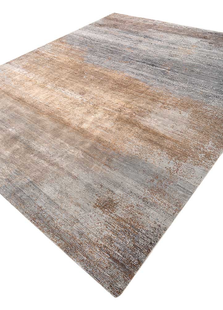 afterglow by kavi grey and black wool and bamboo silk hand knotted Rug - FoldShot