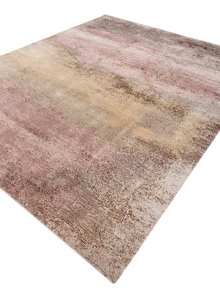 afterglow by kavi ivory wool and bamboo silk hand knotted Rug - FoldShot