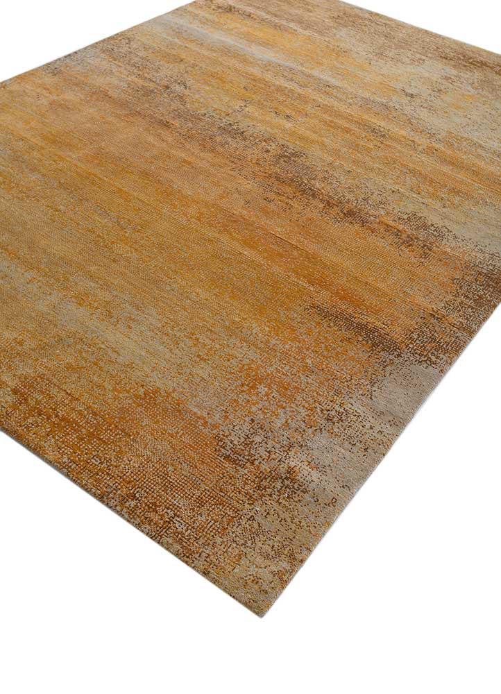 afterglow by kavi gold wool and bamboo silk hand knotted Rug - FoldShot