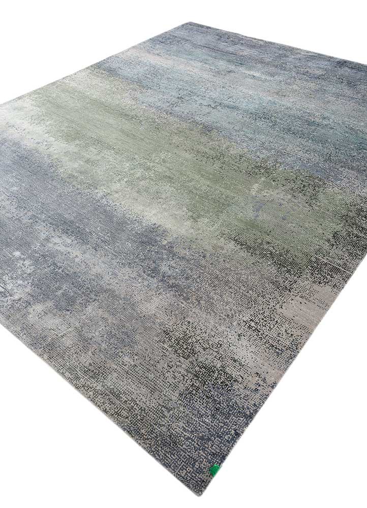 afterglow by kavi grey and black wool and bamboo silk hand knotted Rug - FoldShot