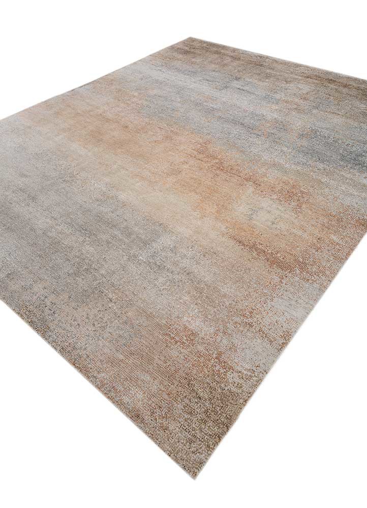 afterglow by kavi grey and black wool and bamboo silk hand knotted Rug - FoldShot