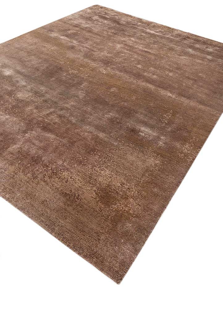 afterglow by kavi beige and brown wool and bamboo silk hand knotted Rug - FoldShot