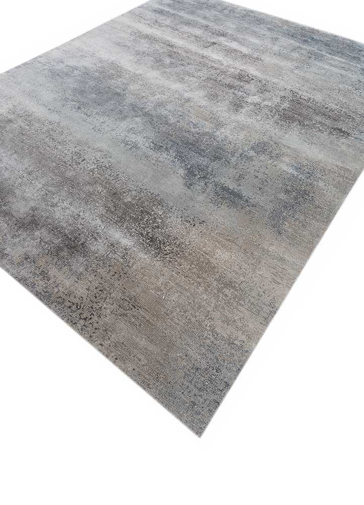 afterglow by kavi grey and black wool and bamboo silk hand knotted Rug - FoldShot