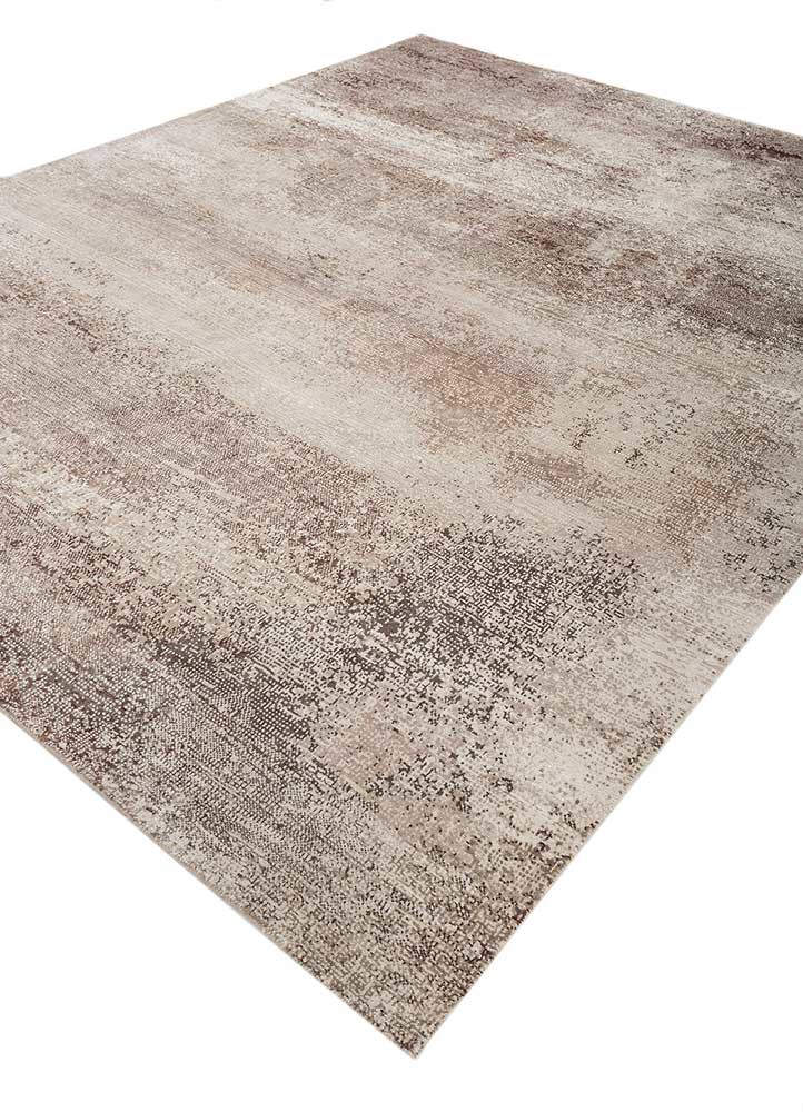 afterglow by kavi ivory wool and bamboo silk hand knotted Rug - FoldShot