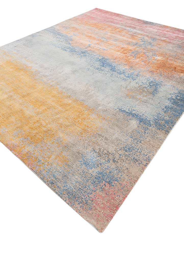 afterglow by kavi blue wool and bamboo silk hand knotted Rug - FoldShot afterglow by kavi blue wool and bamboo silk hand knotted Rug - FoldShot