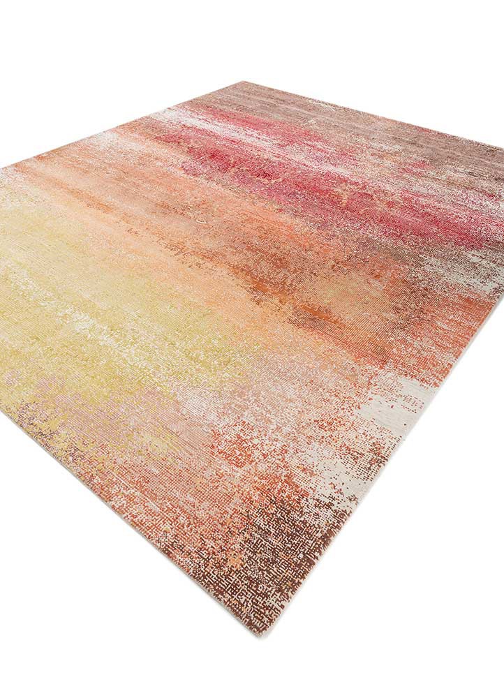 afterglow by kavi ivory wool and bamboo silk hand knotted Rug - FoldShot